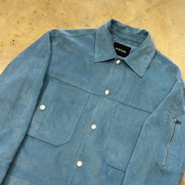 100 시스템 블루 스웨이드 자켓