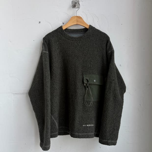 앤드원더 자가드 크루넥 후리스