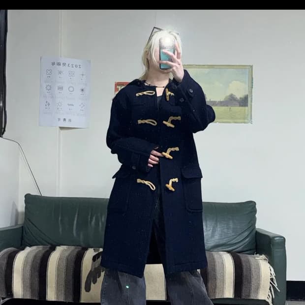 투티/0083 CHECOS HOMME 후드 떡볶이 더플 코트 네이비