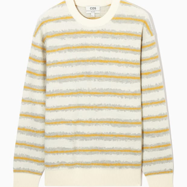 COS 스트라이프 보일드 크루넥 울 니트  