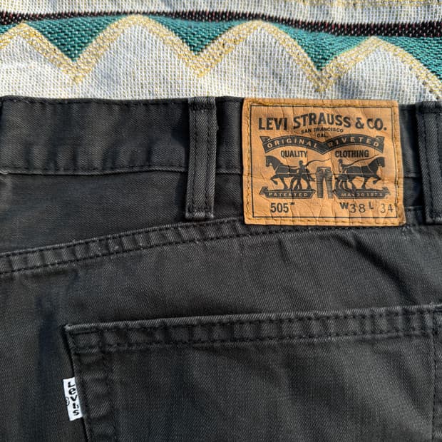 리바이스 505 흑청 38/34 화이트탭