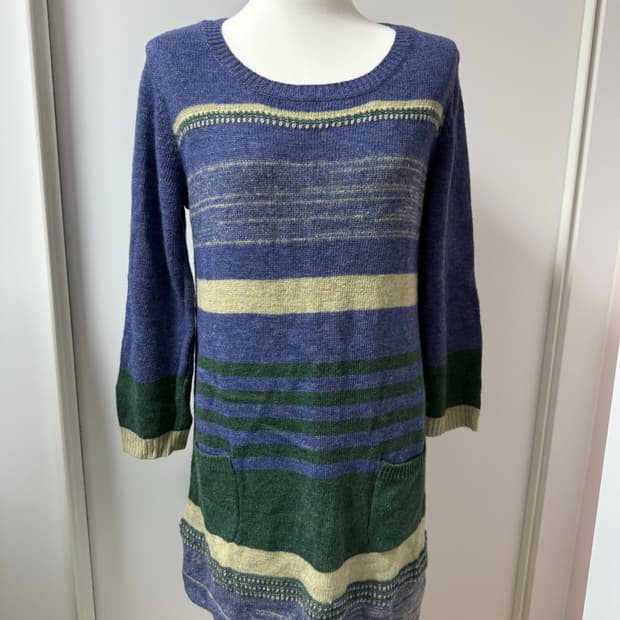 빈티지 스트라이프 포켓 니트 원피스