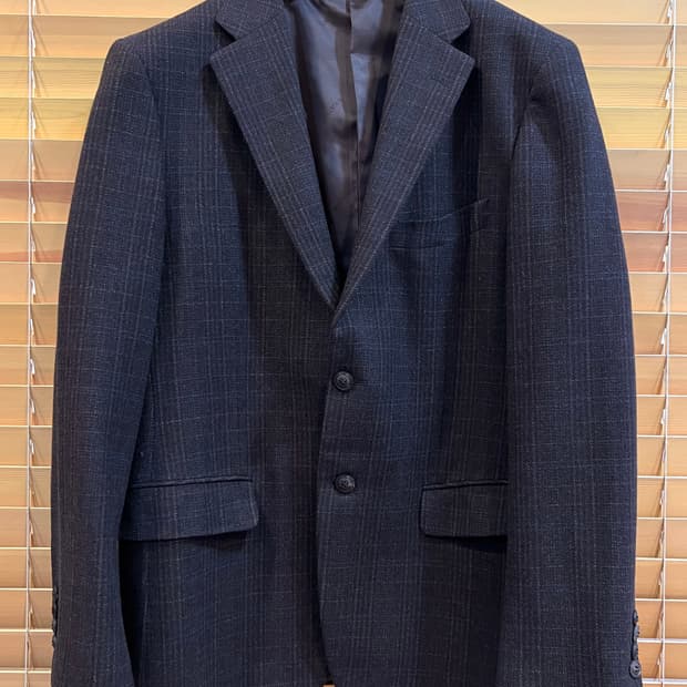 로가디스 남성 차콜그레이 체크 울캐시미어자켓 