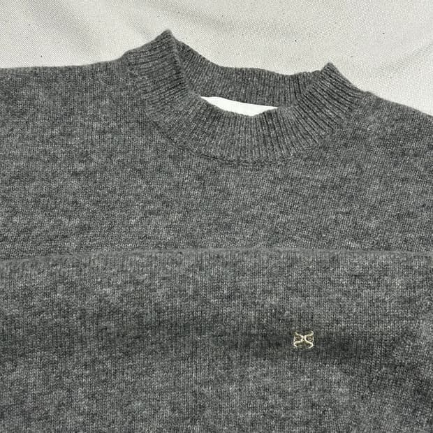 85 세터 여성용 그레이 울 캐시미어 라운드 니트