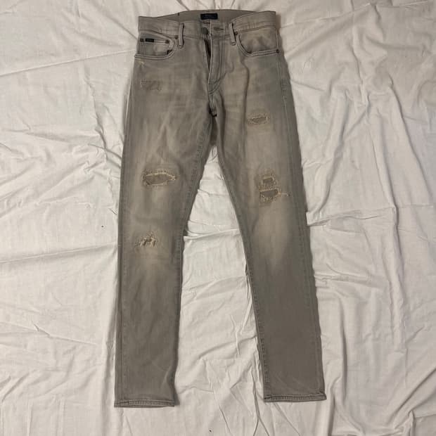 Polo Ralph Lauren white gray patch denim