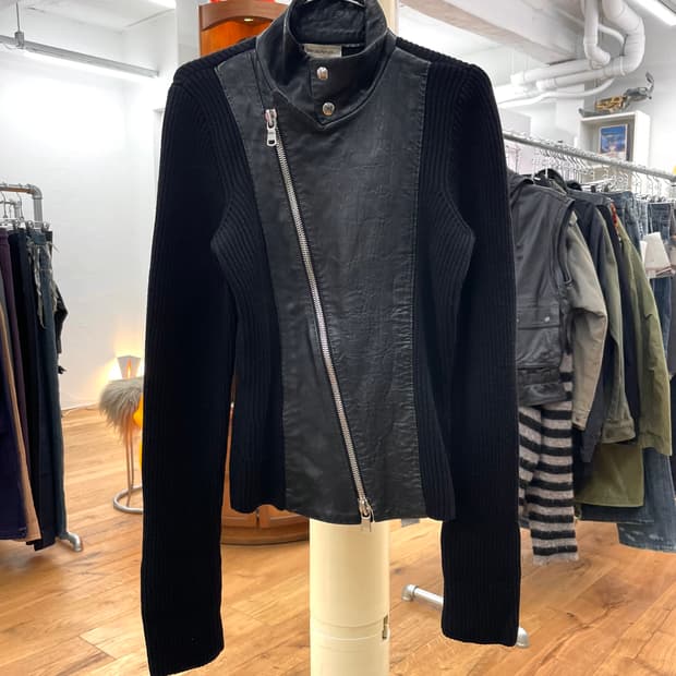 [40] 엠포리오 아르마니 니트 레더 자켓