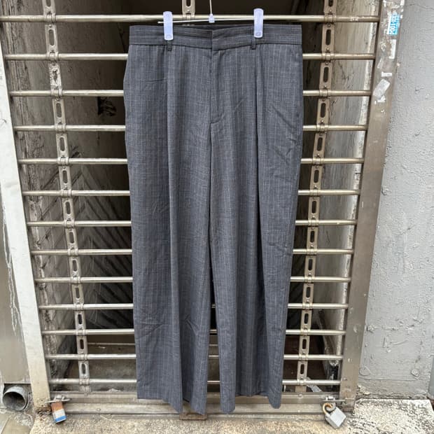 [L] coor 쿠어 스트라이프 울 와이드 슬랙스