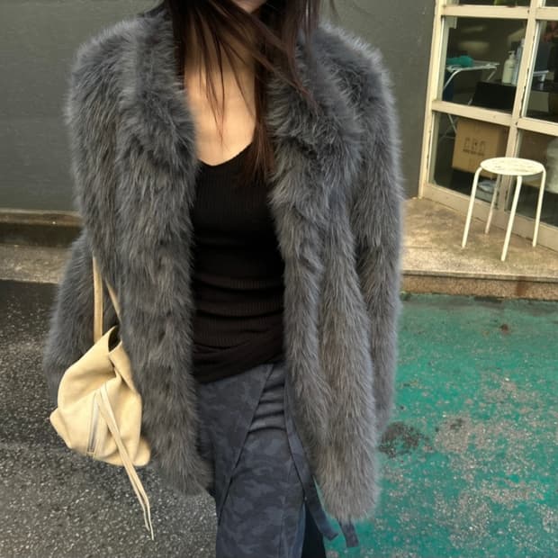 뮤로우 냥코 퍼자켓 : 그레이