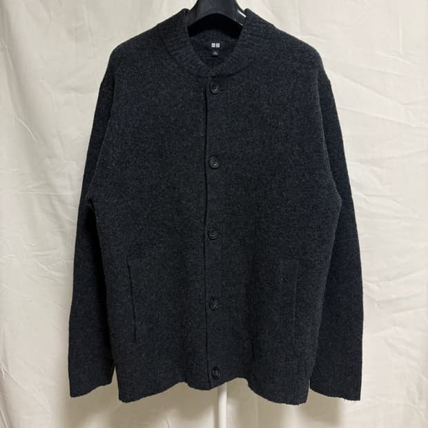 유니클로 수플레얀 가디건 / 다크그레이, L