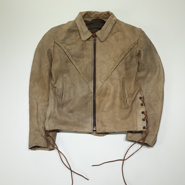 CL481 S UNIK 90s 웨스턴 브레이디드 빈티지 가죽 자켓
