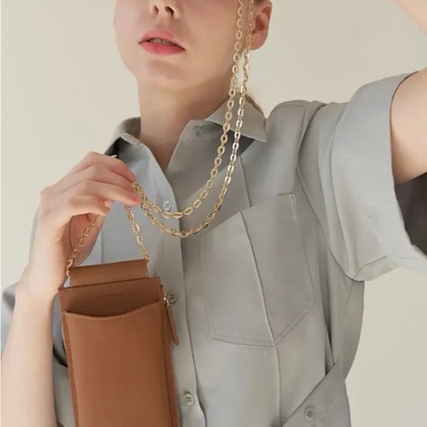 러브참 핸드폰 지갑 크로스 미니백 아이보리