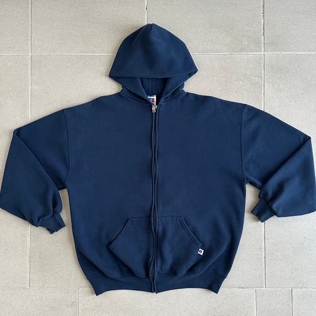 90s 빈티지 러셀 후드집업 네이비 XL USA