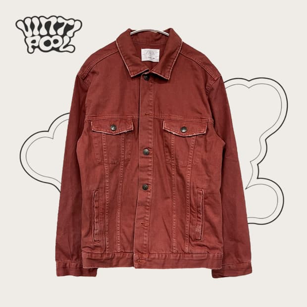 ZARA 자라 데님 트러커 자켓 버건디 W