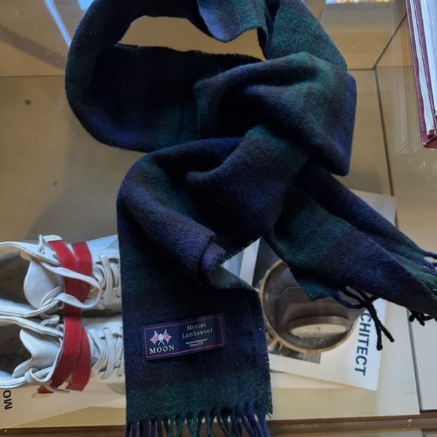 MOON 문트위드 메리노울 블랙와치 머플러