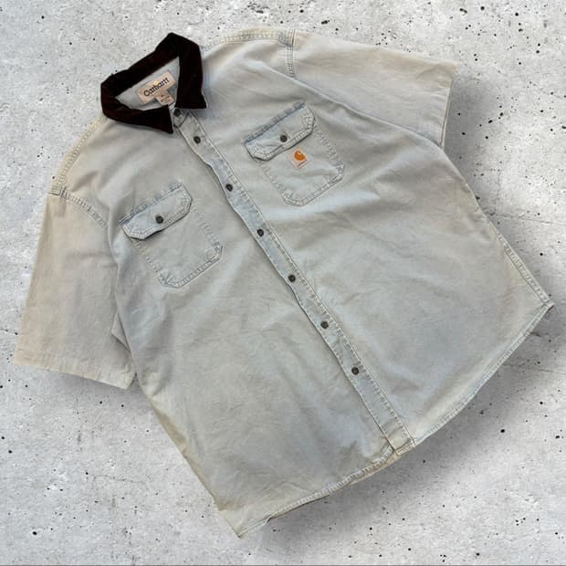 [XL] 칼하트 리워크 브라운 골덴 카라 반팔 셔츠 C731