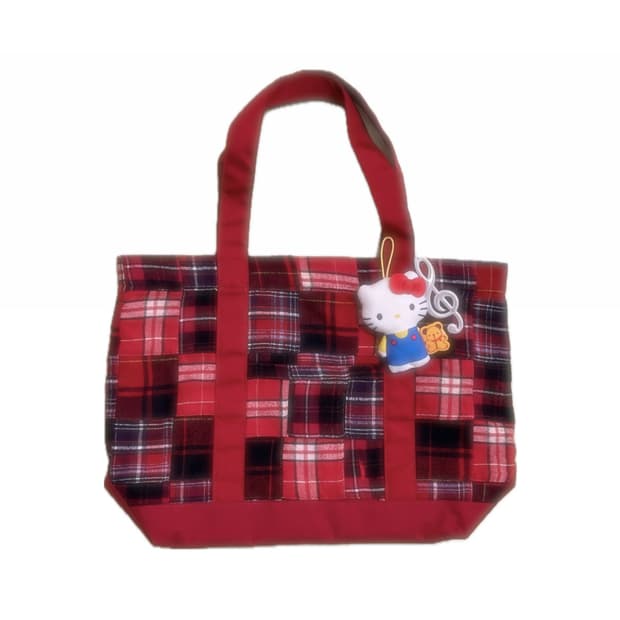 이스트보이 레드 패치워크 체크 토트백 🍝