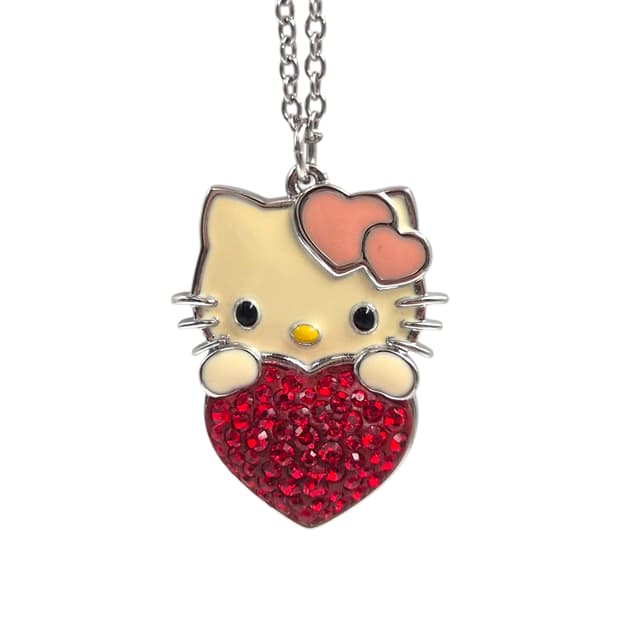 스와로브스키 헬로키티 하트 크리스탈 파베 목걸이