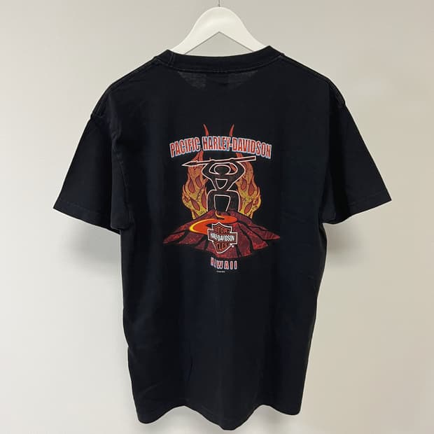 할리데이비슨 하와이 플레임 맨 모터사이클 티셔츠