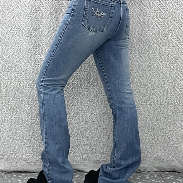 베티붑 빈티지 키치 자수 워싱 데님팬츠 27 C07470