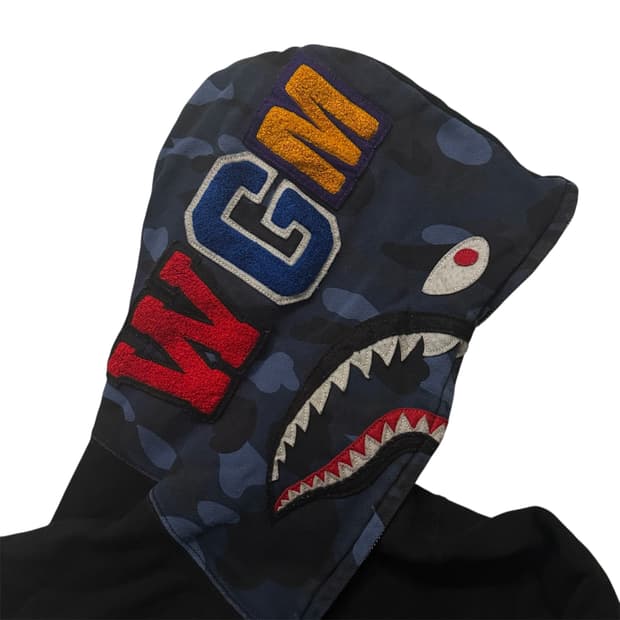 베이프(BAPE) 반카모 청계 샤크 후드 집업