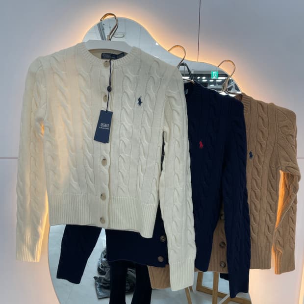 [정품] [새상품] 폴로 여성 케이블 니트 하프집업 스웨터