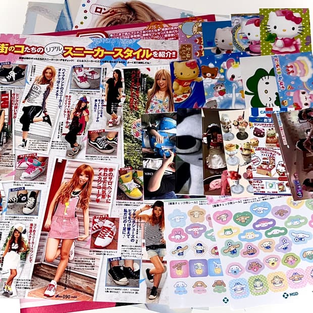 개당/택포) 일본 고전 갸루 잡지컷&씰 스티커&키티 메이드 다꾸 스티커
