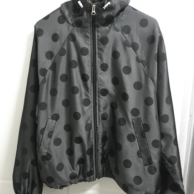 빈티지 도트 바람막이 후드집업
