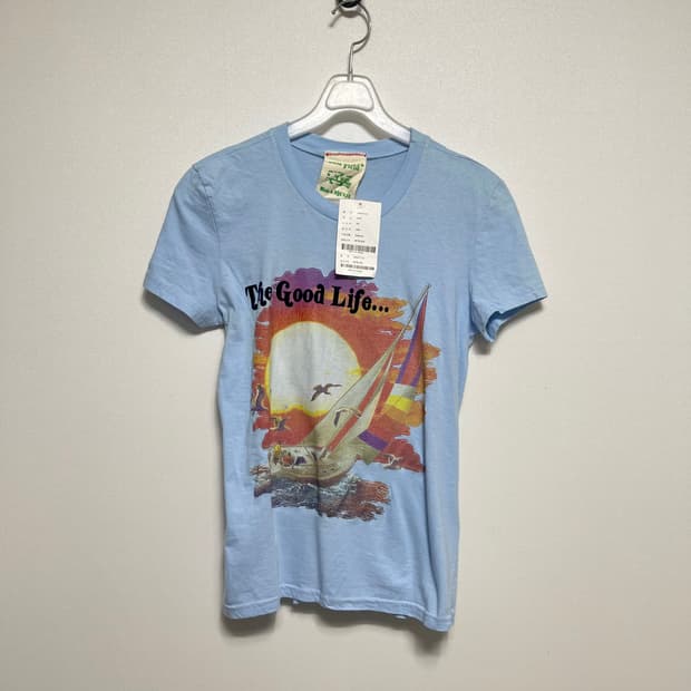 y2k 빈티지 하늘색 프린팅 반팔 티셔츠 xs