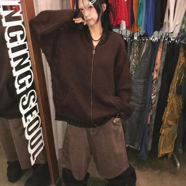 Stussy Brown Cowichan knit Cardigan JK