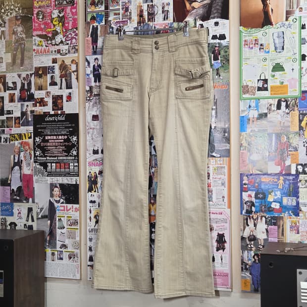 JPN Y2K 사이드 버클 로우라이즈 부츠컷 팬츠