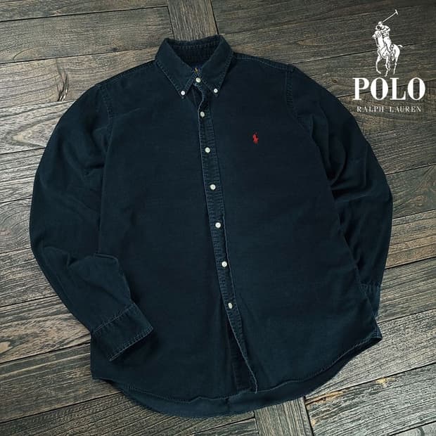 [폴로 랄프로렌] 포니 로고 자수 코듀로이 골덴 셔츠 네이비 M19105