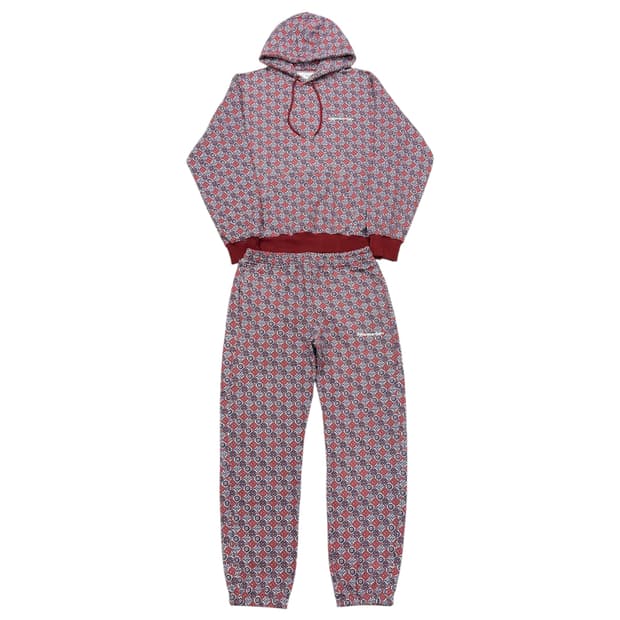 디스이즈네버댓 타일 패턴 기모 스웻 셋업 세트 버건디 XL