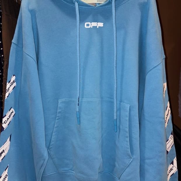 오프화이트 다이애그널 에어포트 애로우 후드티