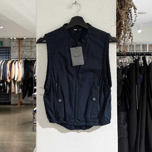 미우미우 네이비 코튼 집업 베스트