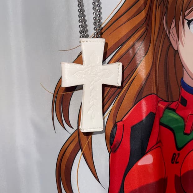 스컬프터 에드하디 십자가 cross 카드지갑 목걸이 화이트