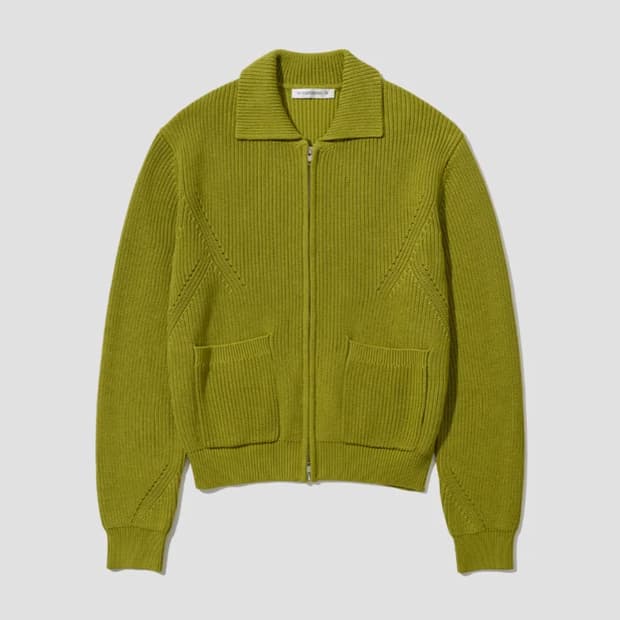 [XL] 인템포무드 모노톤 풀 집업 니트 올리브