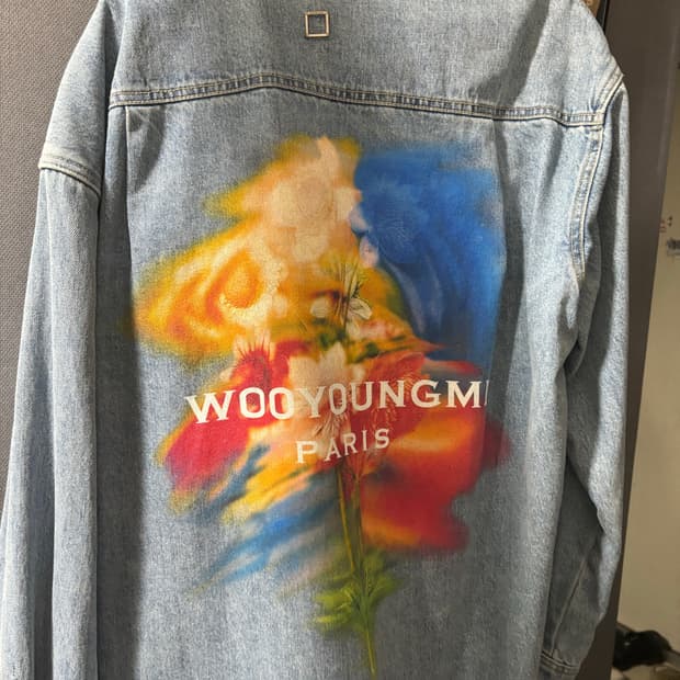 우영미 스웨잉 플라워 데님 셔츠 블루 48 W243SH16985