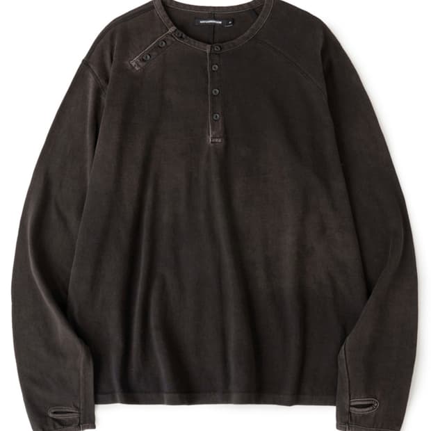 해칭룸 더블 헨리넥 블리치드 블랙 3