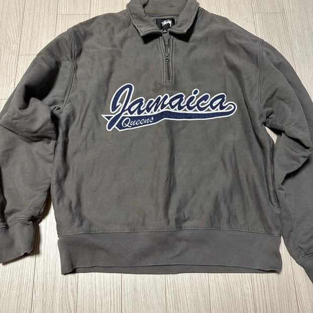 (L) 스투시 x 데님 티어스 하프 집 플리스