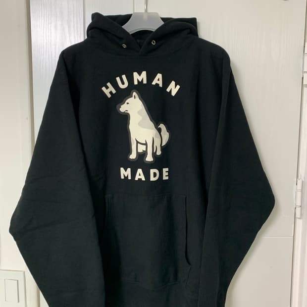 [XXL] 휴먼 메이드 웍스아웃 20주년 진돗개 헤비 웨이트 후드 블랙