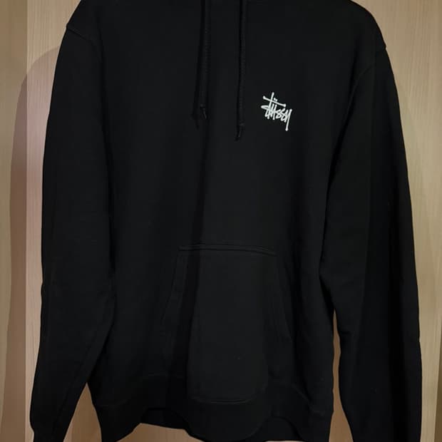 stussy basic hoodie black