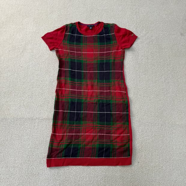 S 타미힐피거 여성 체크니트 원피스 0121T1