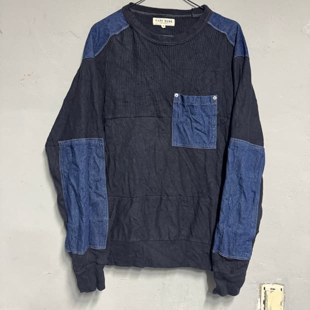 아비렉스(Avirex) 타입 블루 데님 패치 니트 M