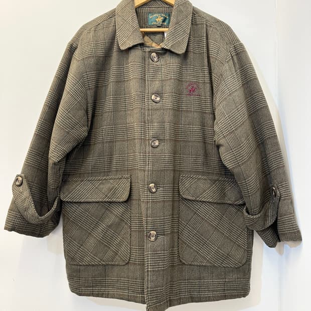 100)베버리힐즈 폴로 클럽 체크 누빔 하프 점퍼