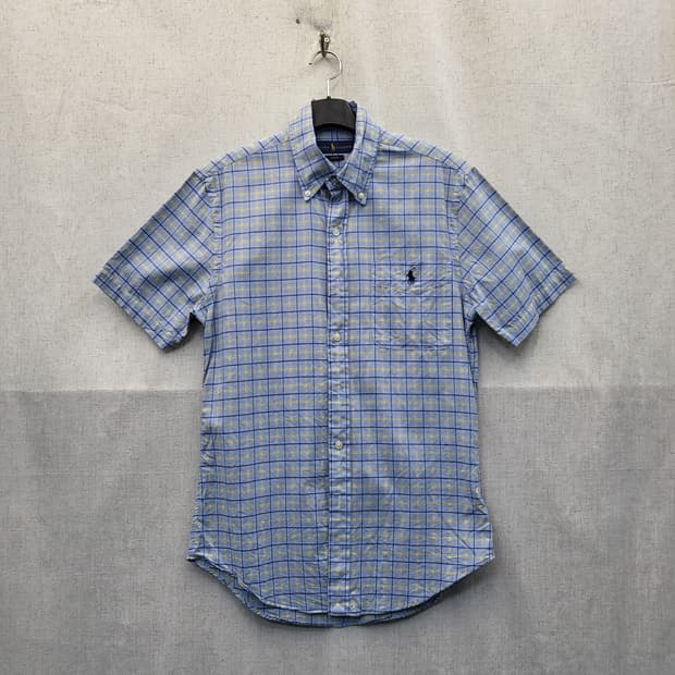 폴로 랄프로렌 체크 반팔 셔츠 블루