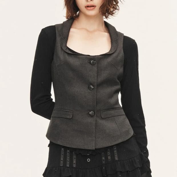 쓰리타임즈 뮤즈 스트라이프 베스트 그레이 s