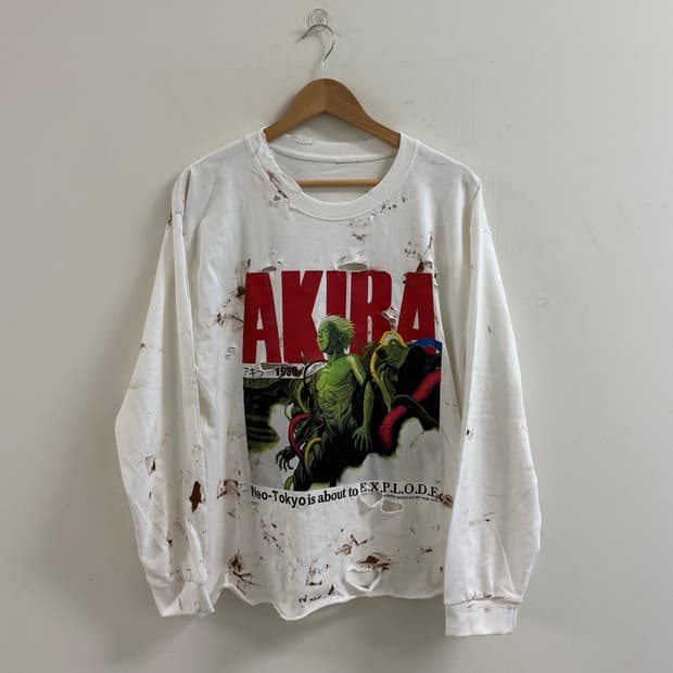 AKIRA 디스트레스드 복각 커스텀 긴팔티
