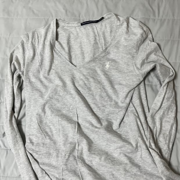 폴로 스포츠 브이넥 라이트그레이 롱슬리브