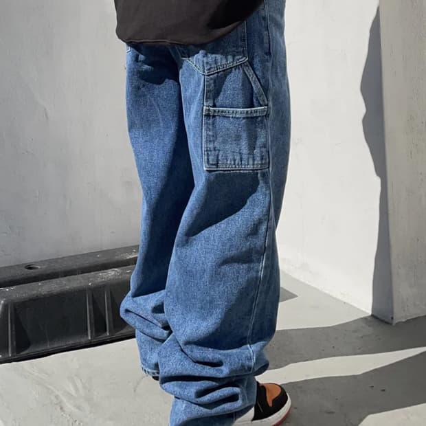 비에스래빗 카펜터 루즈핏 데님 팬츠 딥블루