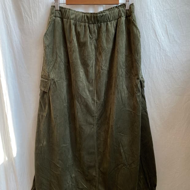 SUREVE 카키 코듀로이 밴딩스커트(XL)